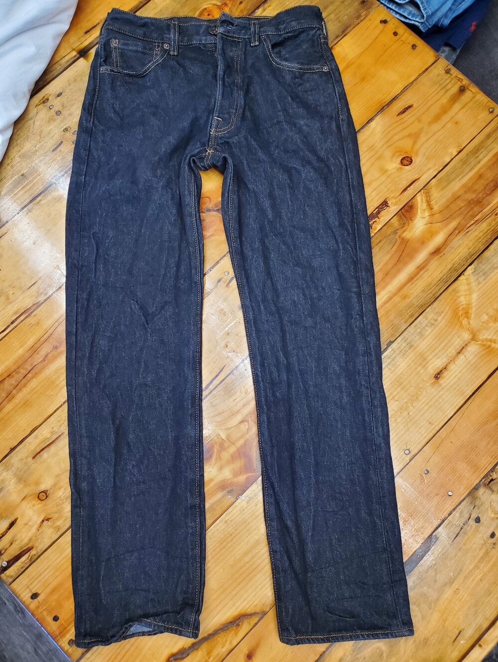 Levi's 501 Button Fly Dark Indigo Jeans 30x32 Unisex Men Women Rigid Wash